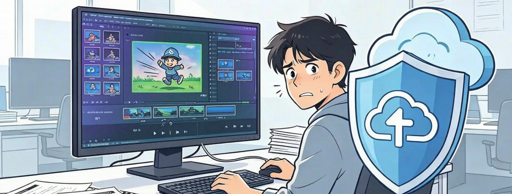 AI 视频内容团队面对本地部署与数据安全挑战的插画