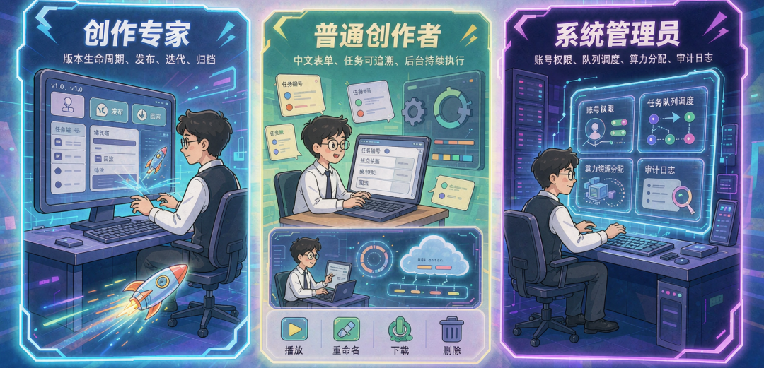 Uvideo 创作专家、创作者与系统管理员三类角色