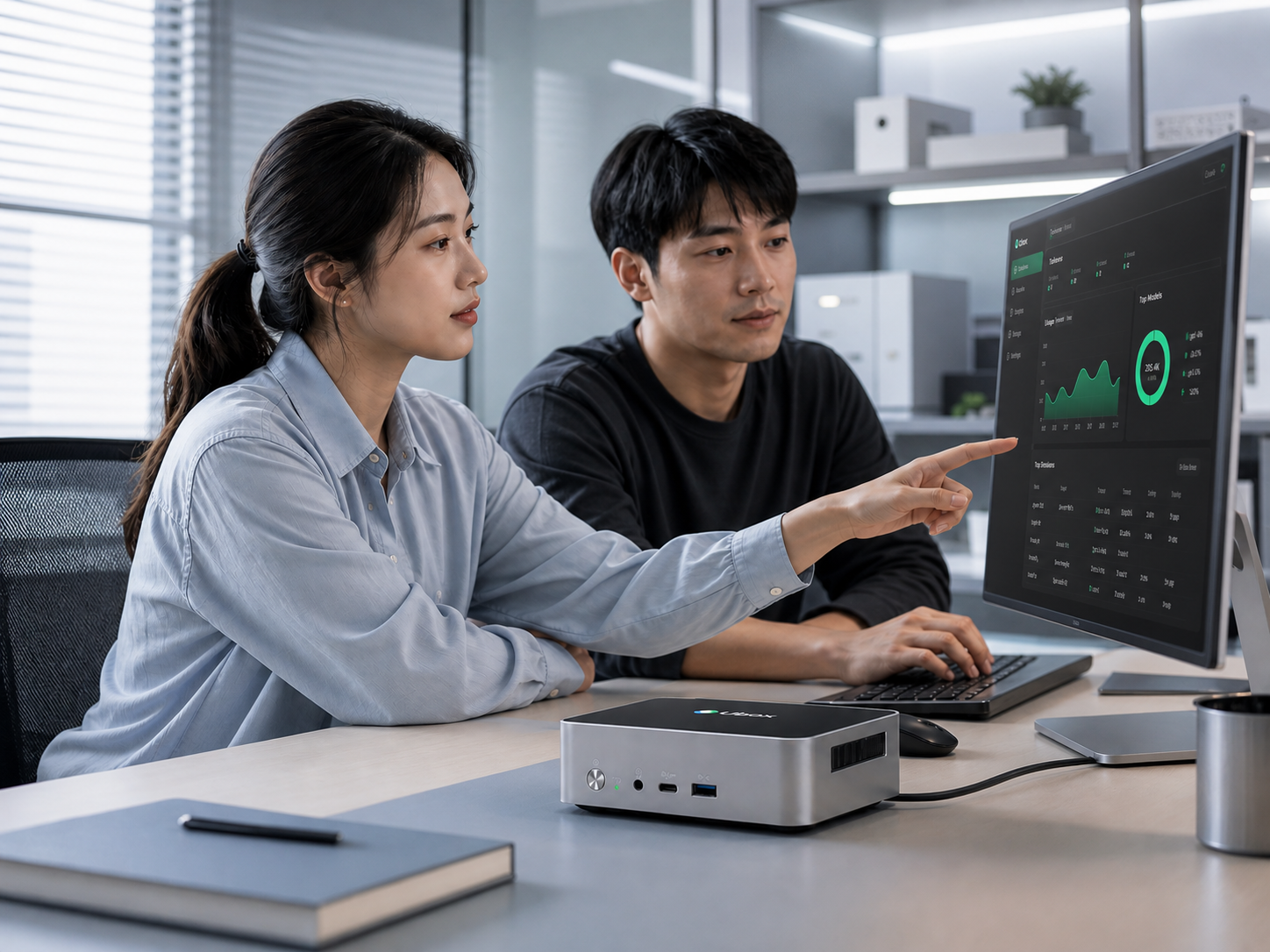 现代技术团队在银灰办公空间使用 Ubox Token 部门服务节点