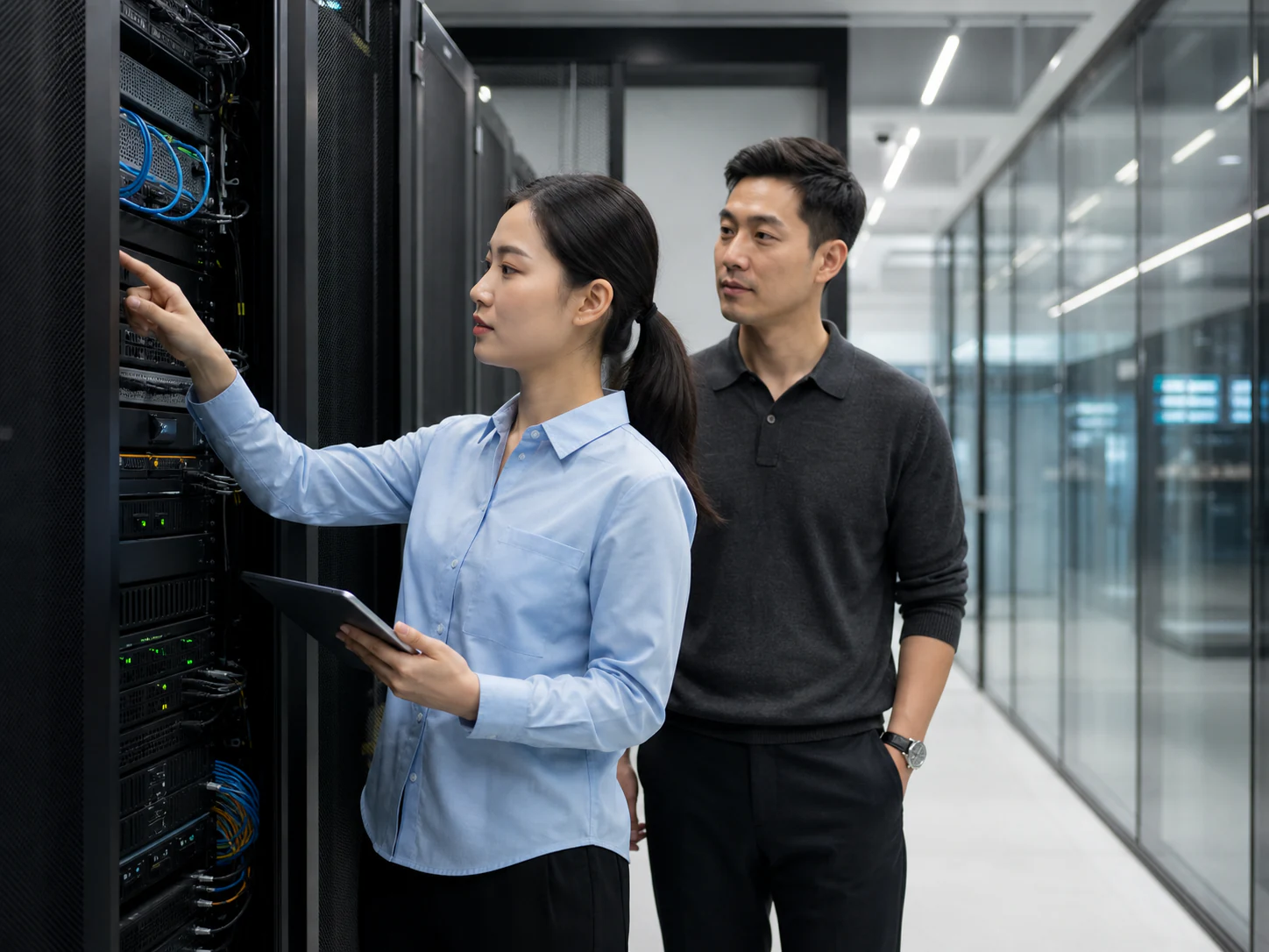 高校技术人员在现代数据中心检查异构计算资源