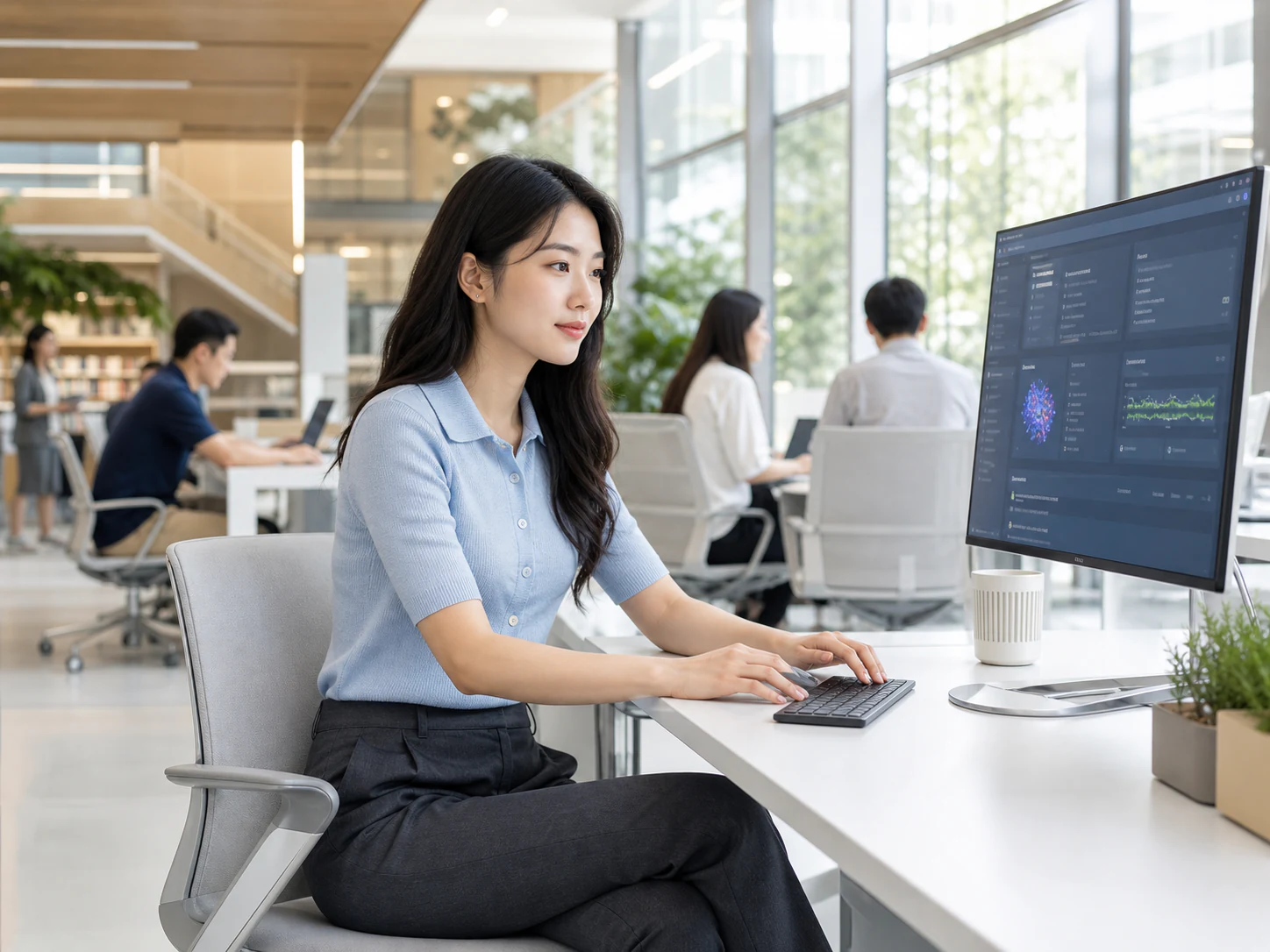 科研人员在现代校园公共空间使用统一服务入口